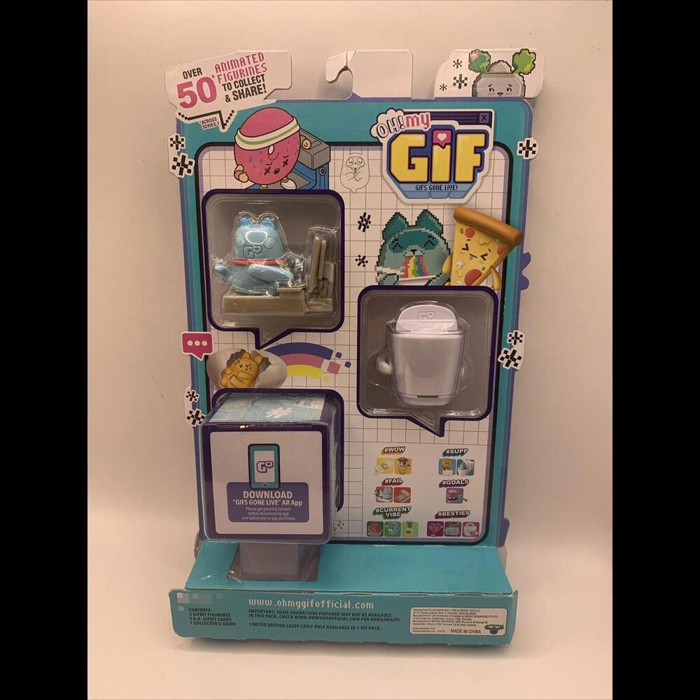 Oh My GIF Toy GIFS Gone Live 3 Bit Pack Animated Figures Cat Brand New Sealed